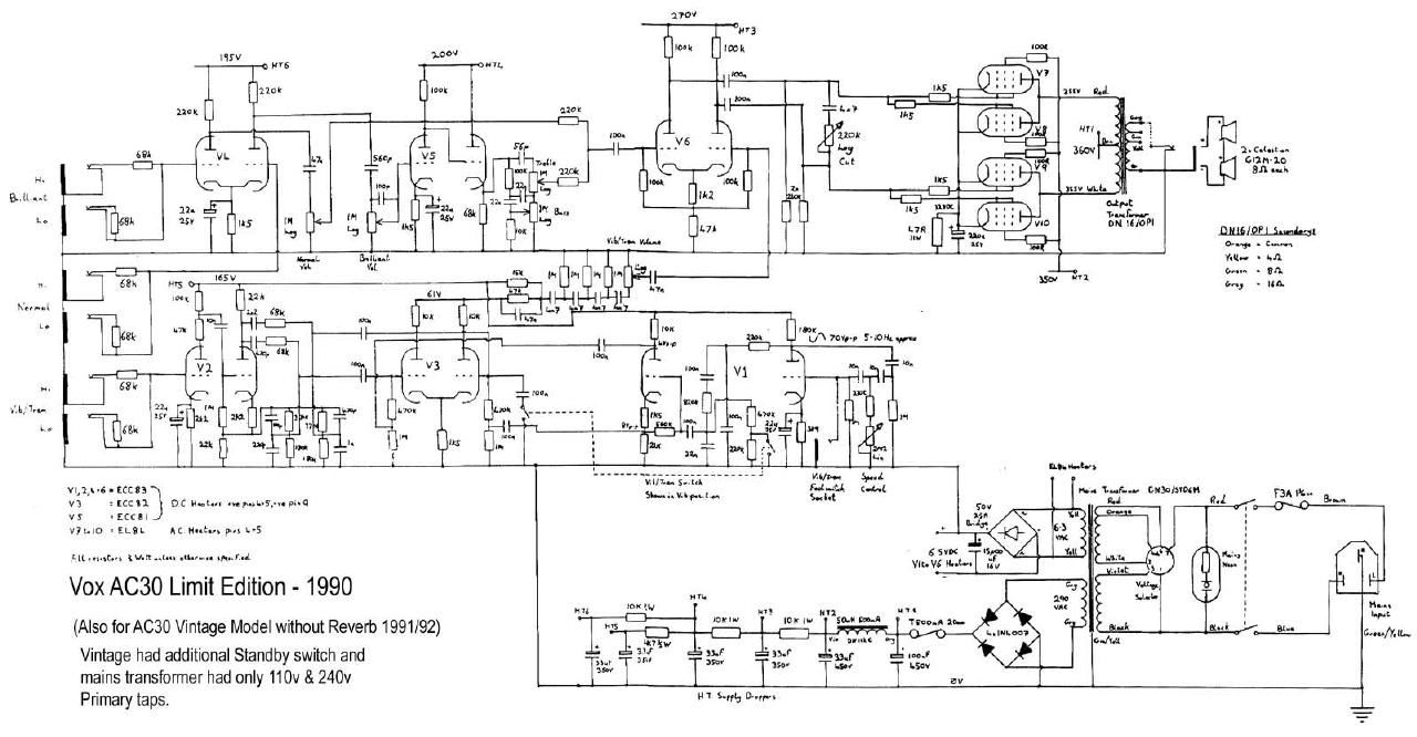 vox ac30 limited edition 1990 schematic