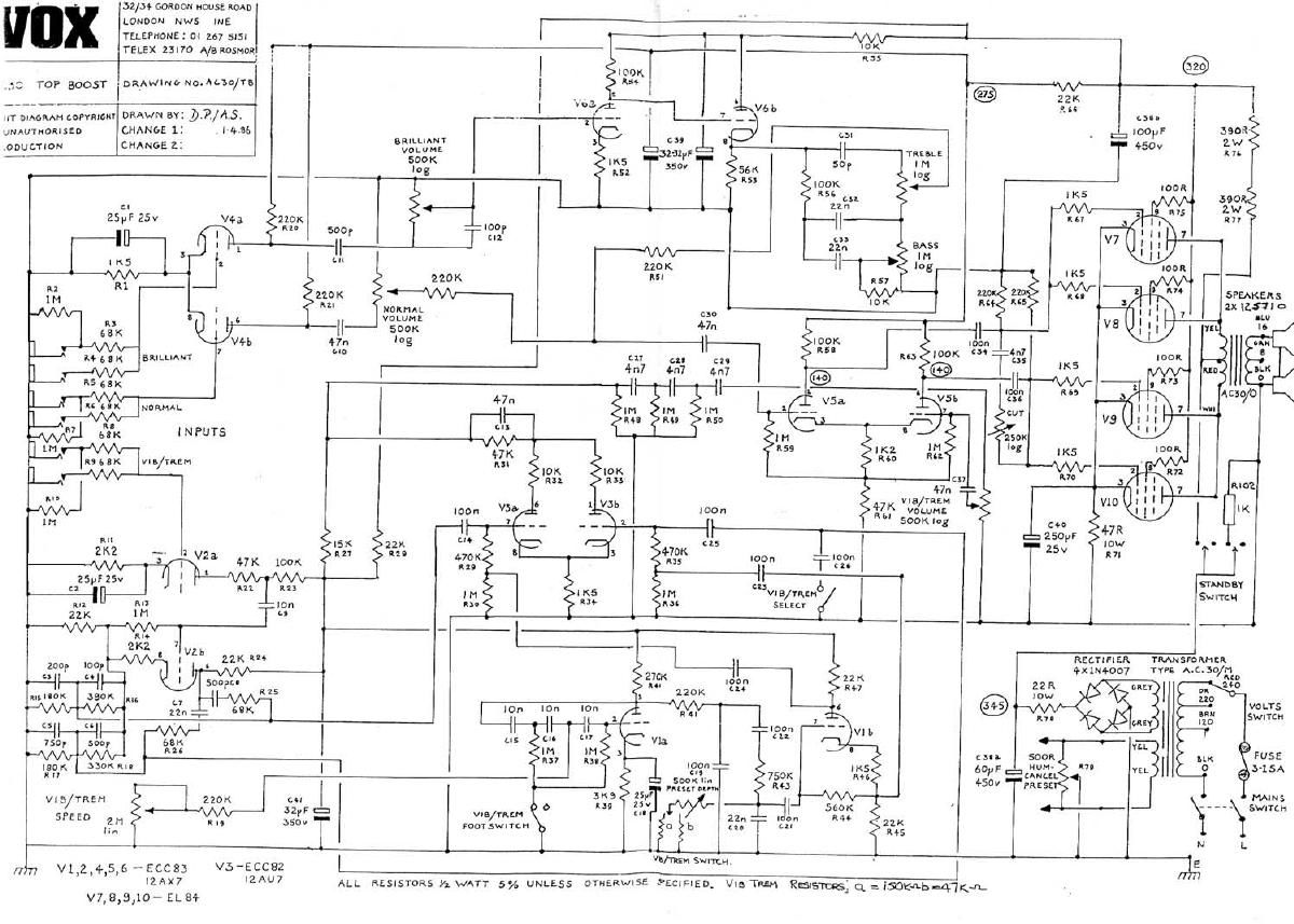 Audio Service Manuals - Free download vox ac30 top schematic