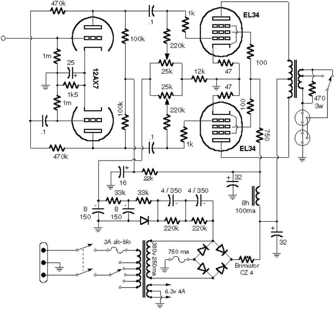 vox ac50 power amp schematic