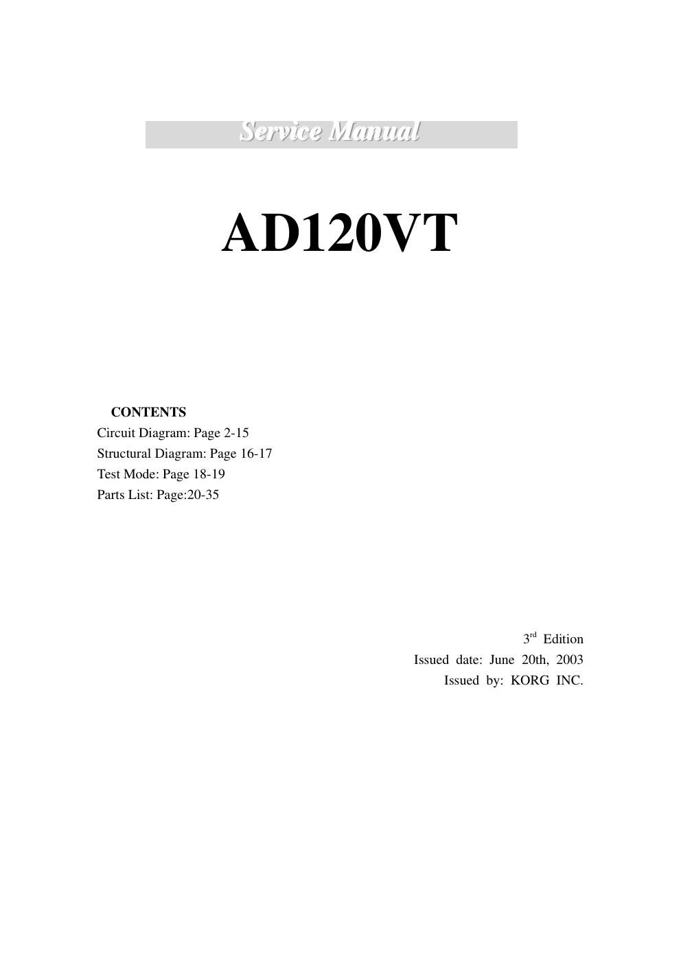 vox ad120vt service manual