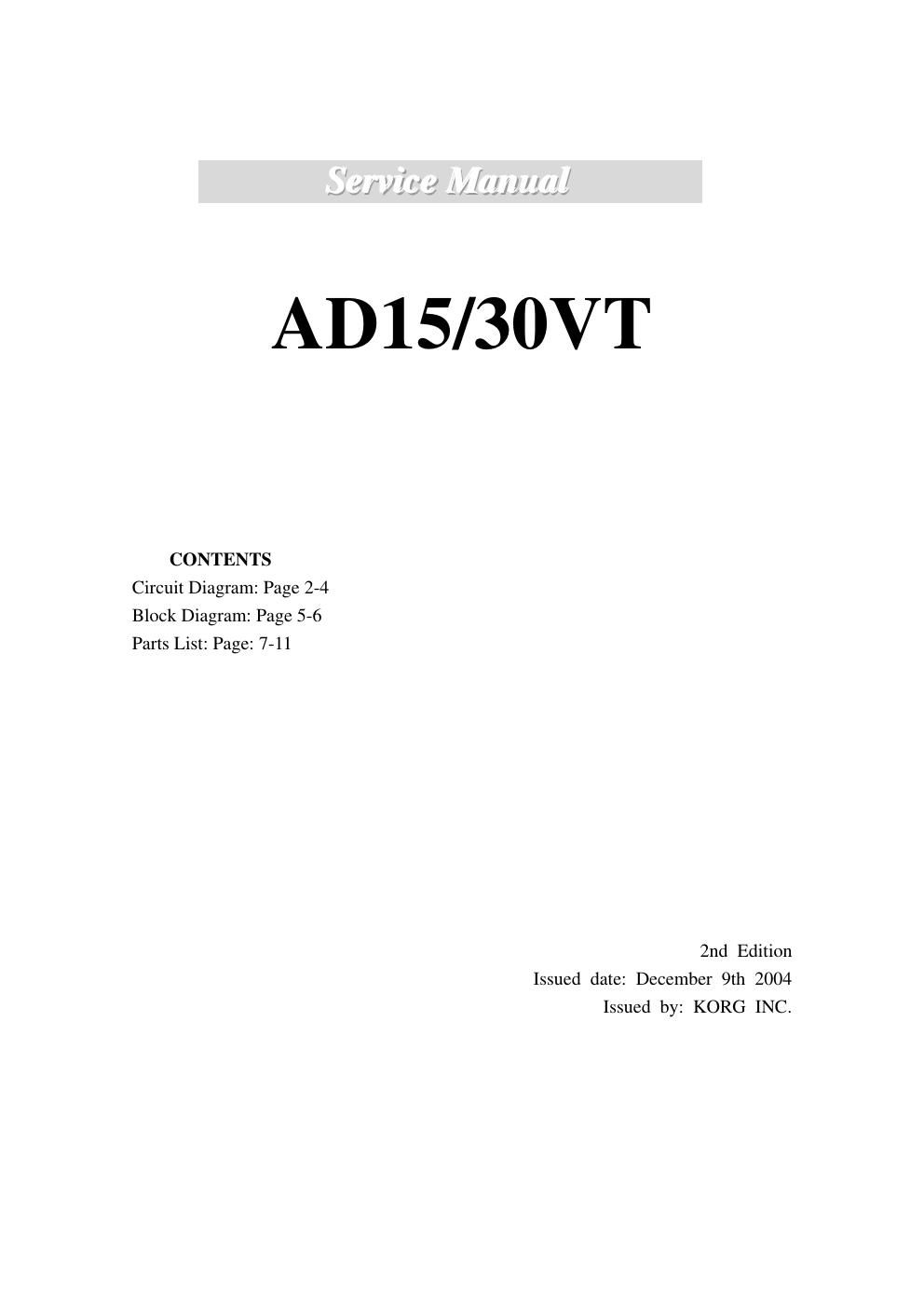 vox ad15vt ad30vt service manual