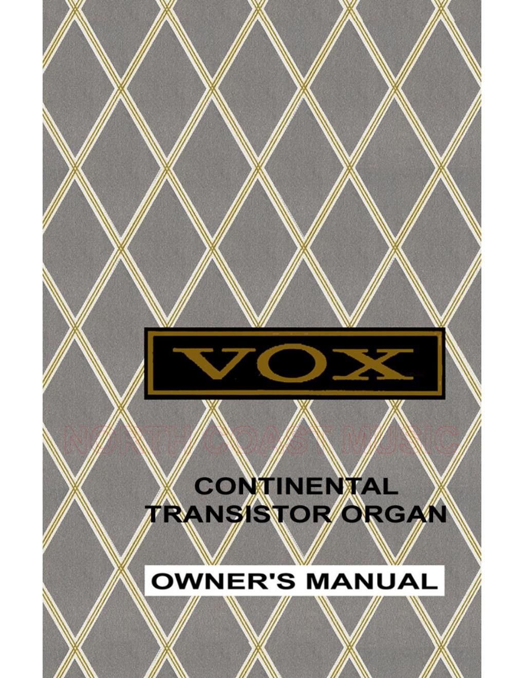 vox continental owners manual