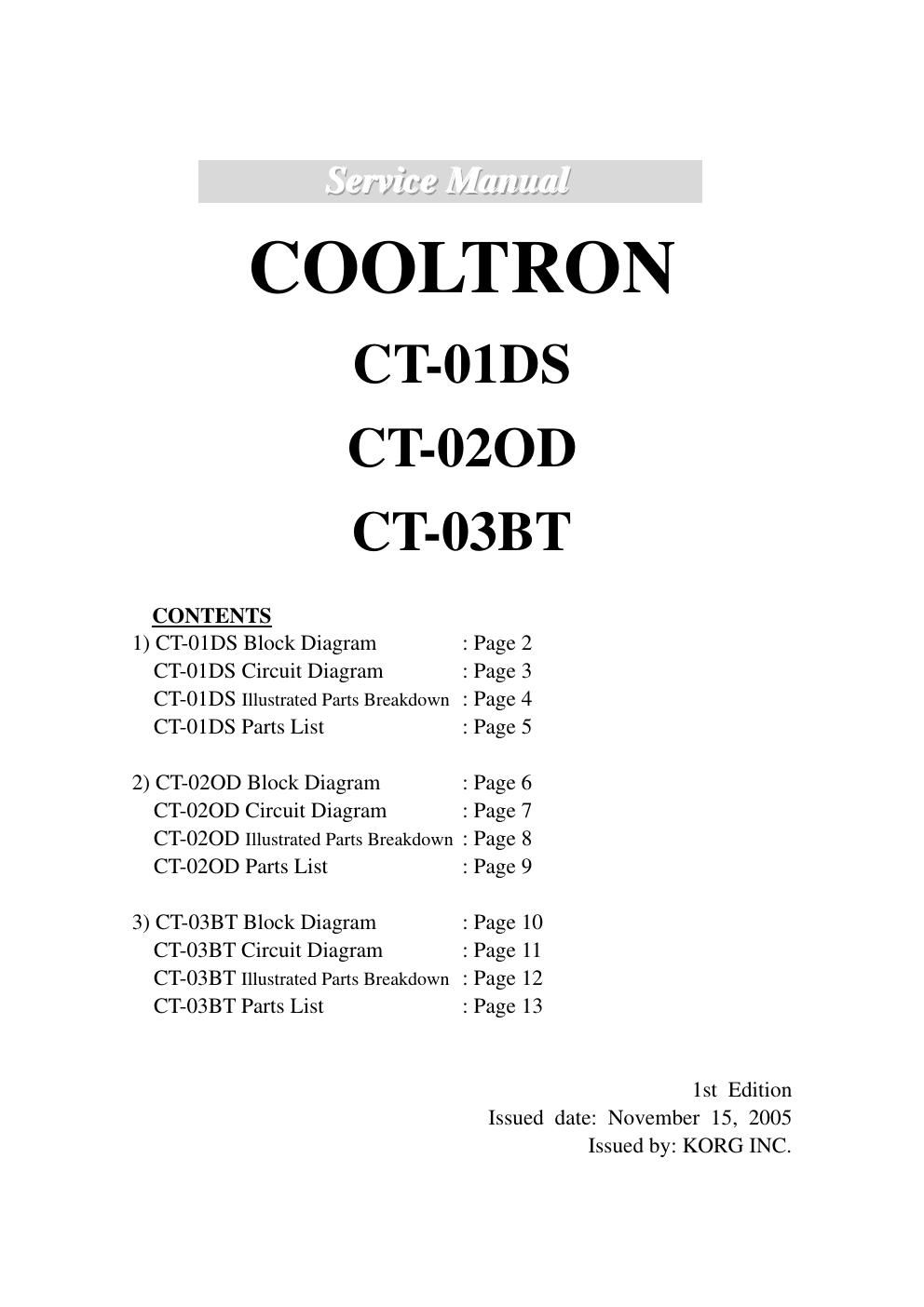 vox cooltron ct 01ds 02od 03bt service manual