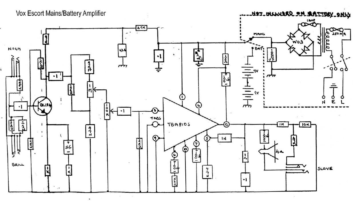 vox escort mains battery schematic