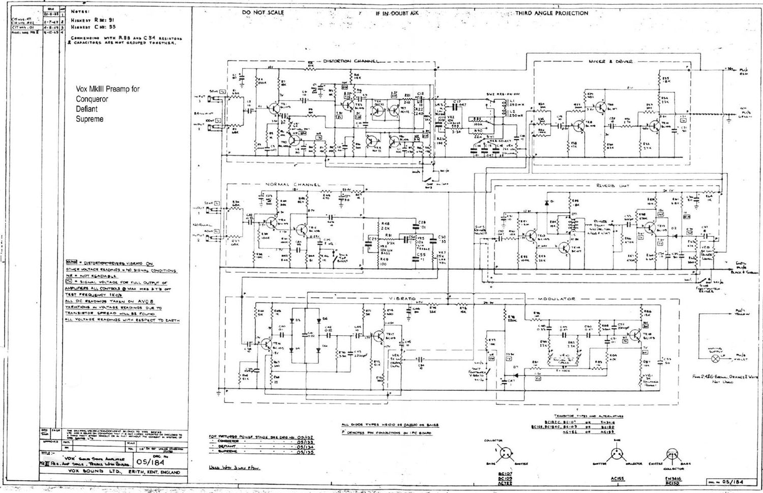 vox mkiii conquerer defiant supreme guitar preamp schematic