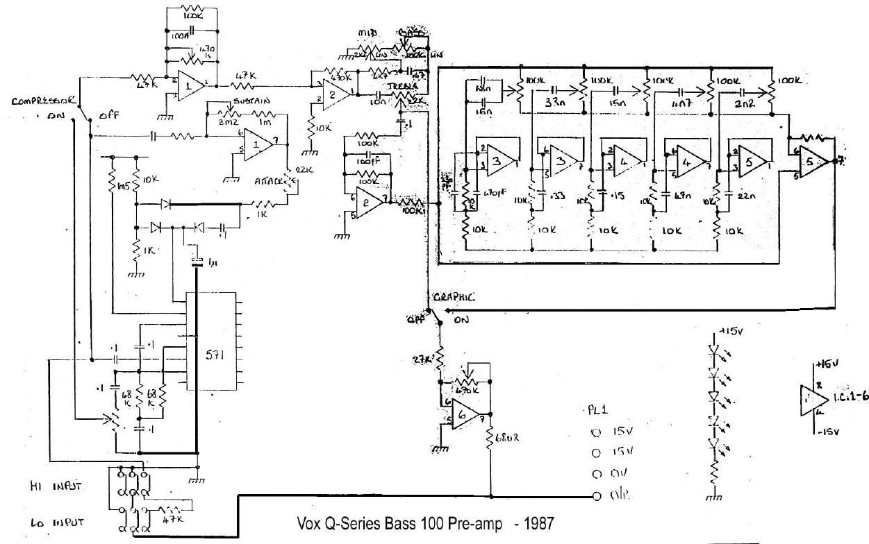 vox q series bass 100 preamp schematic