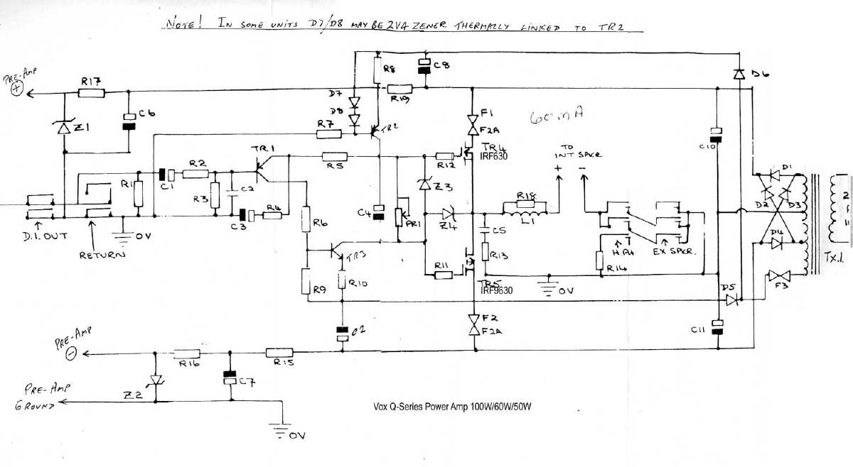 vox q series power amp schematic