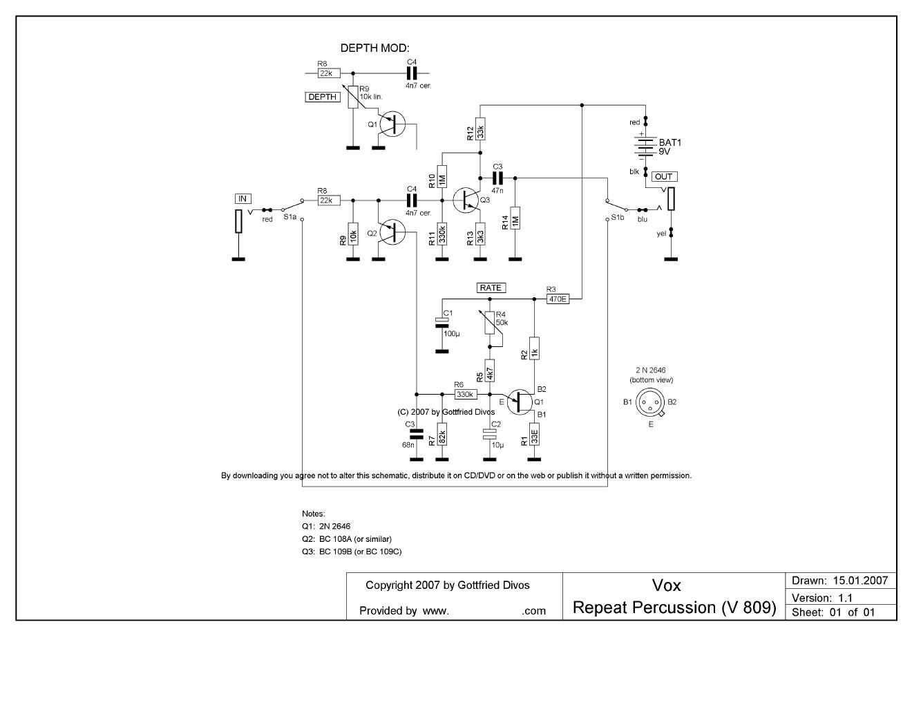 vox repeat percussion v809 schematic
