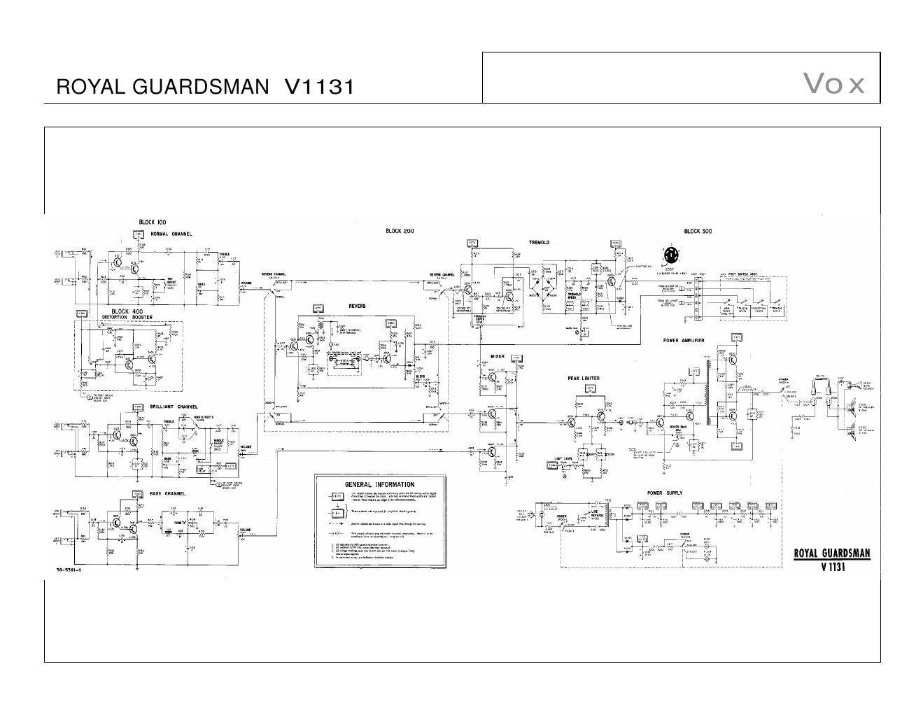 vox royal guardsman v1131 amp sch