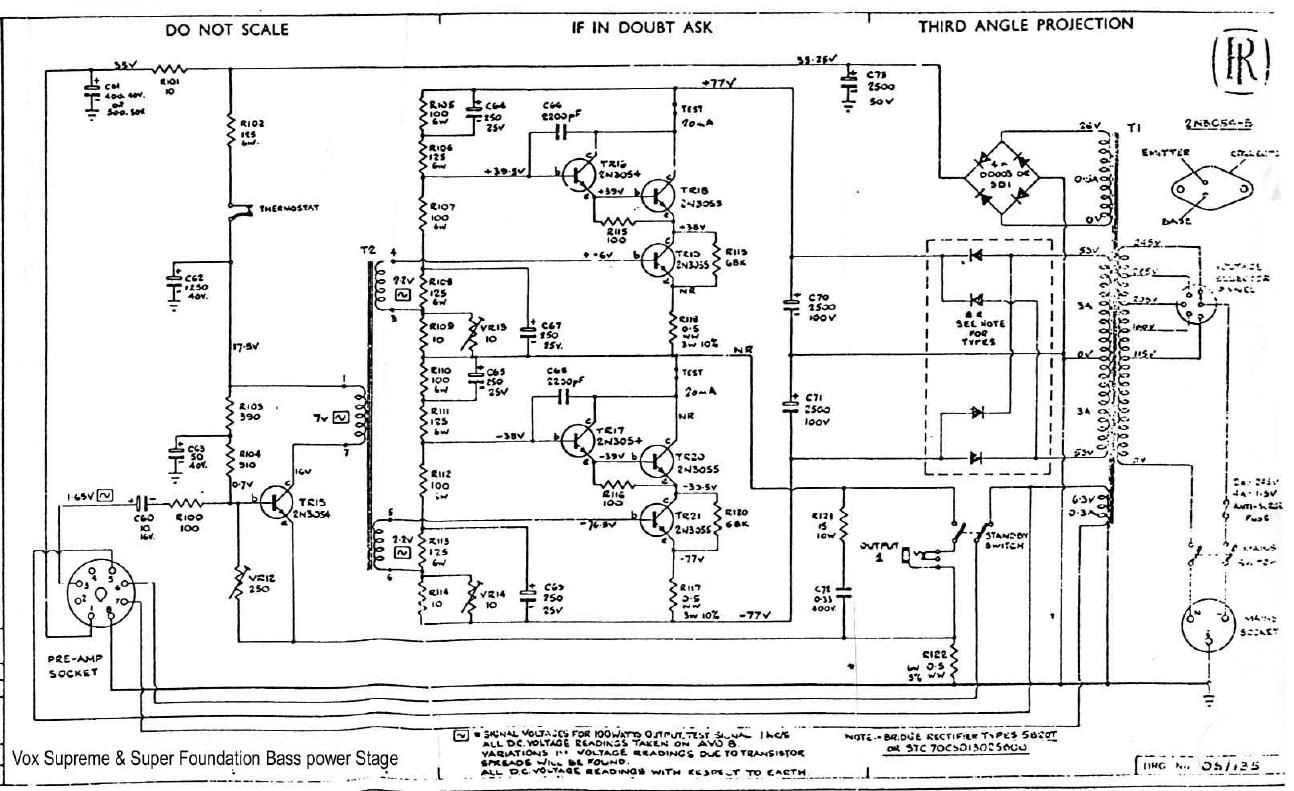 vox supreme super foundation bass power amp schematic