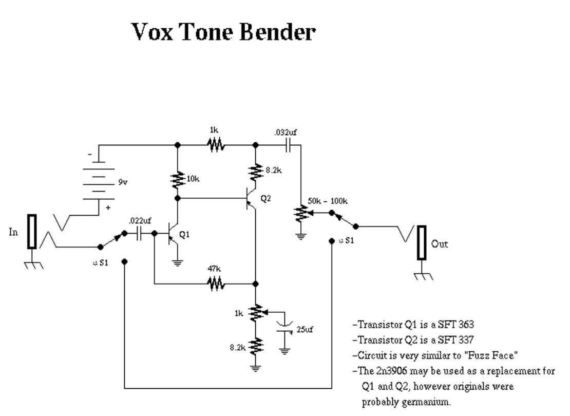 vox tonebender fuzz schematic