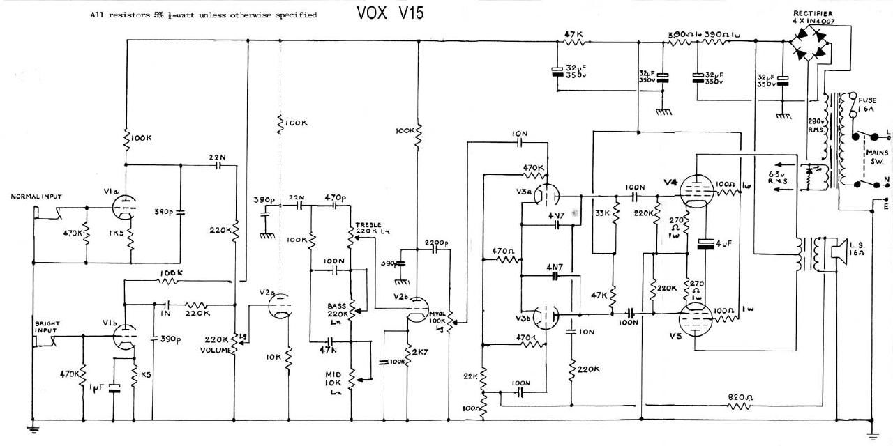 vox v15 schematic