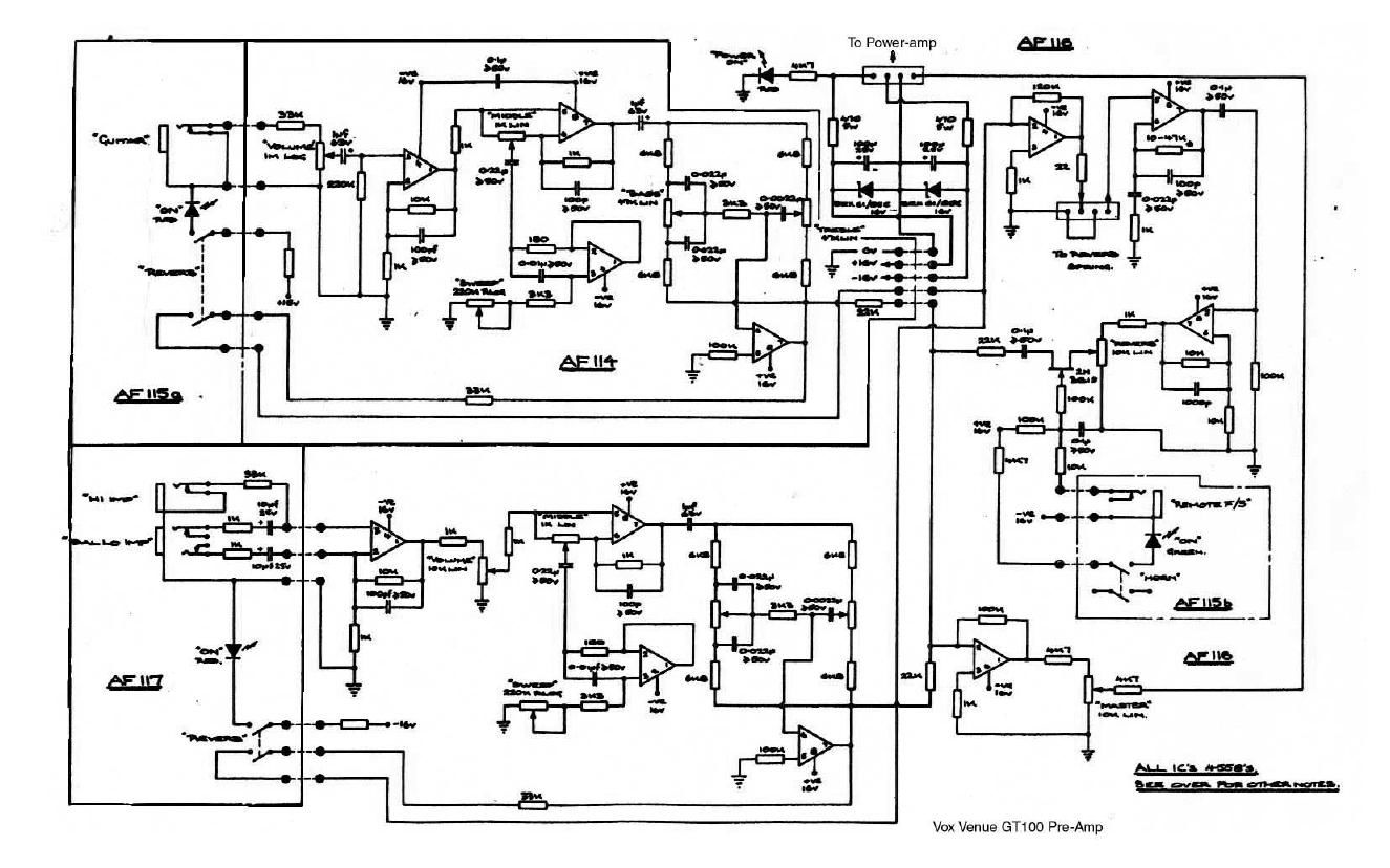 vox venue gt 100 preamp schematic