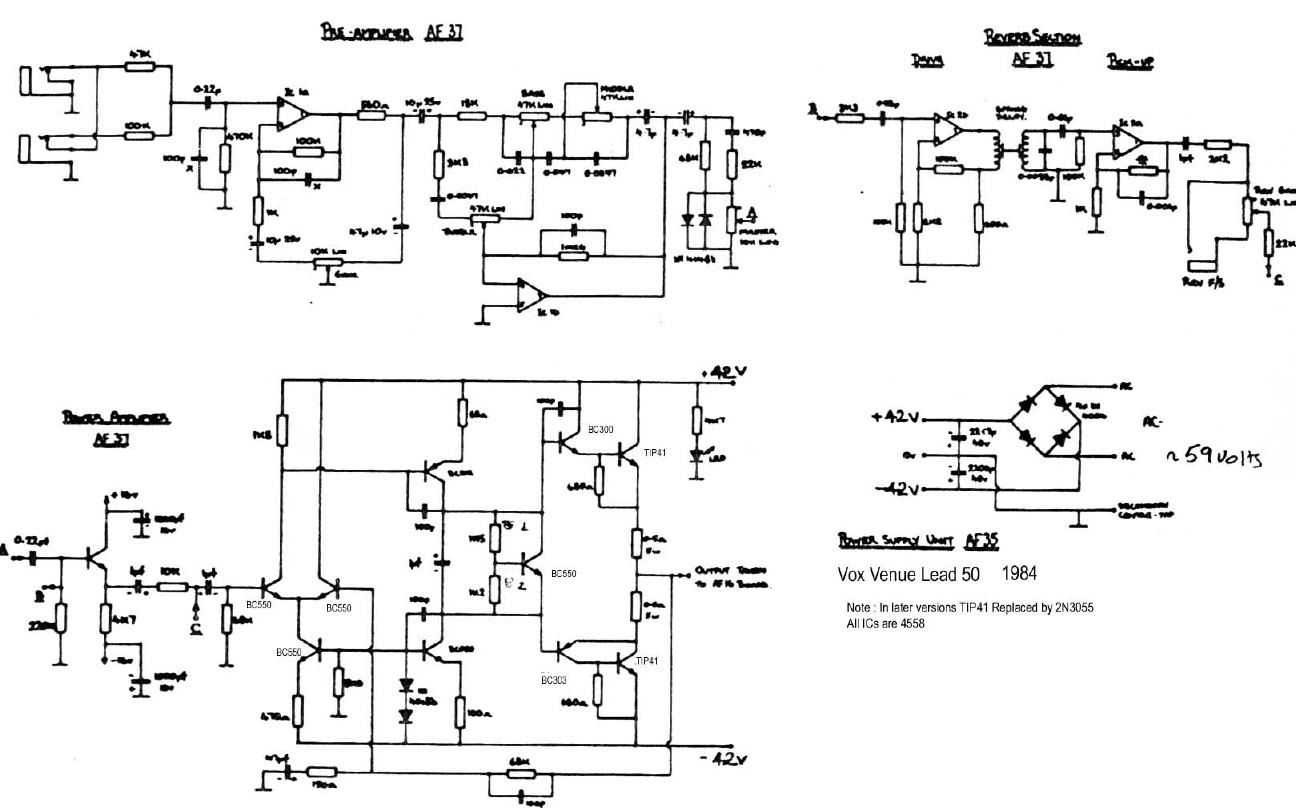 vox venue lead 50 schematic