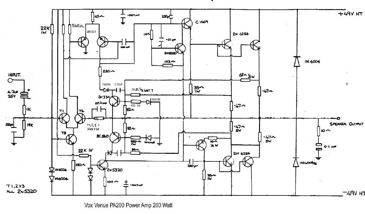 vox venue pa200 power amp schematic