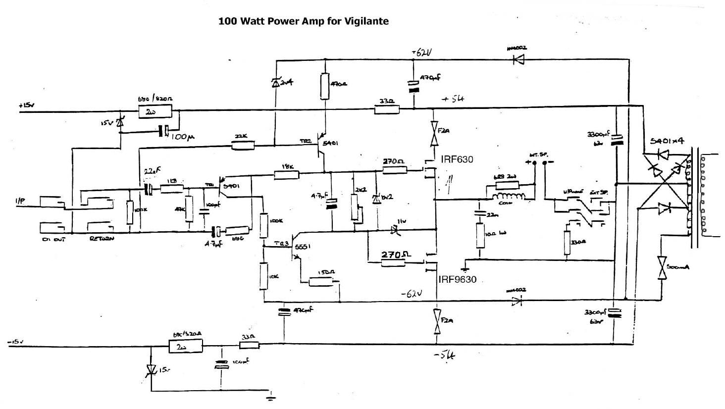 vox vigilante power amp schematic