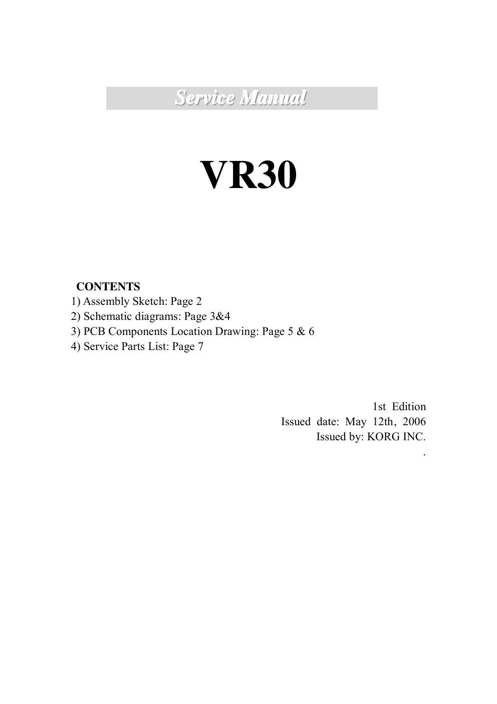 vox vr30 service manual
