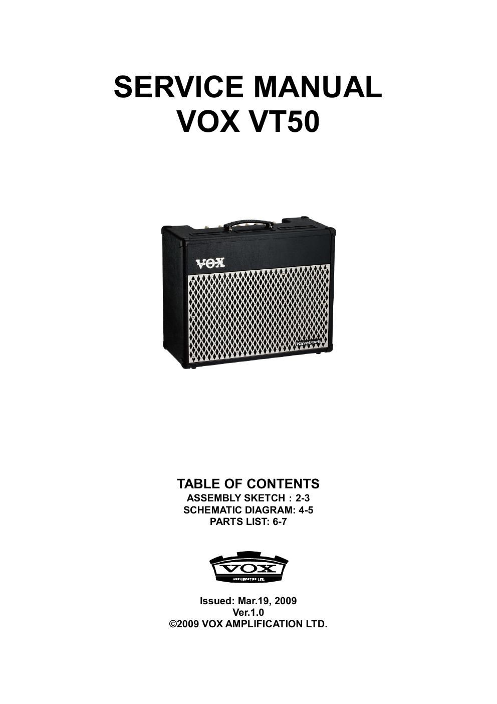 vox vt50 service manual