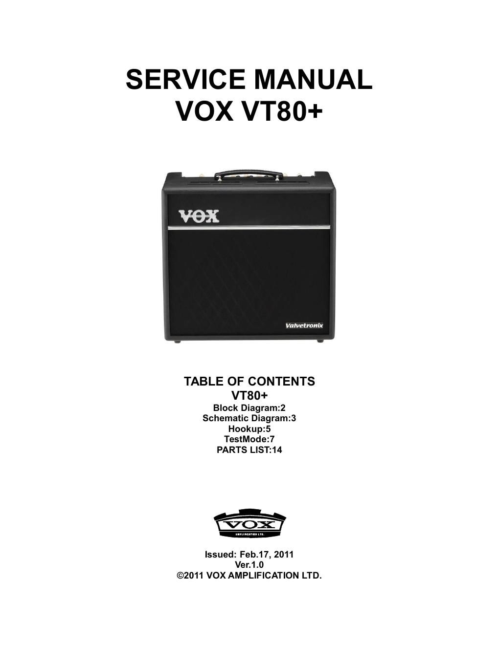 vox vt80 plus service manual