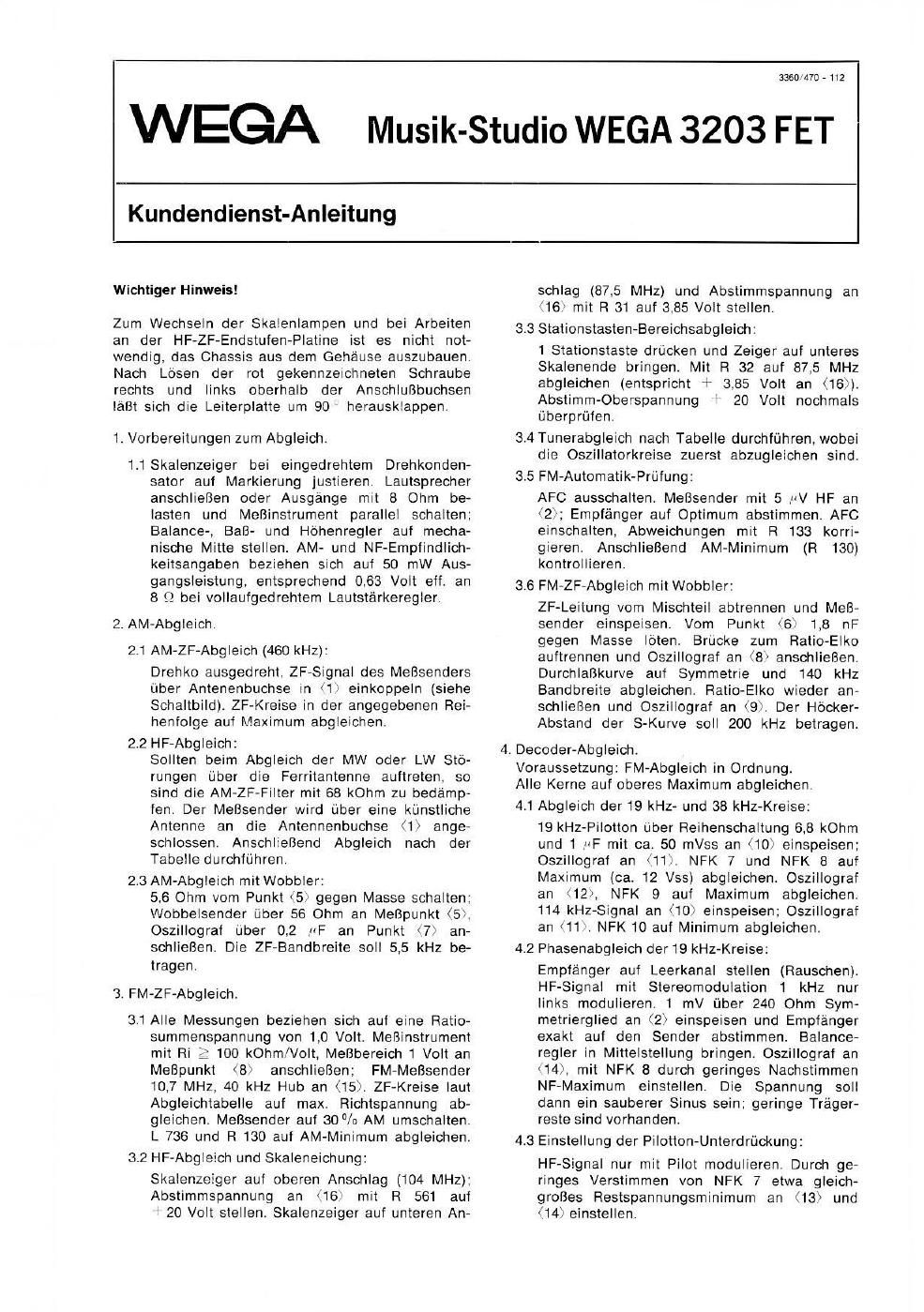 wega 3203FET service manual