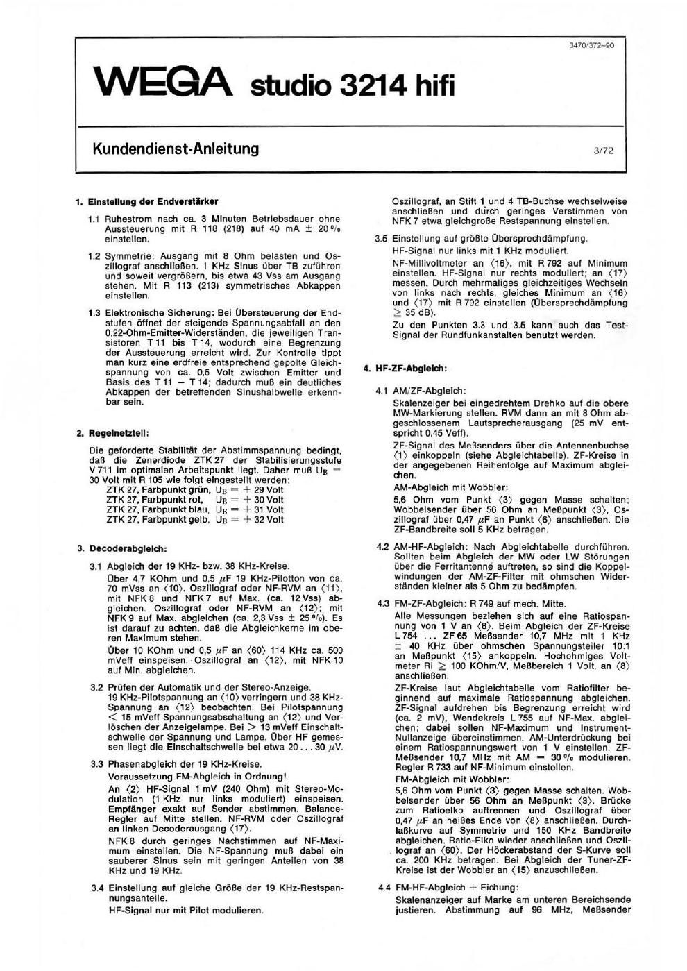 wega 3214 service manual