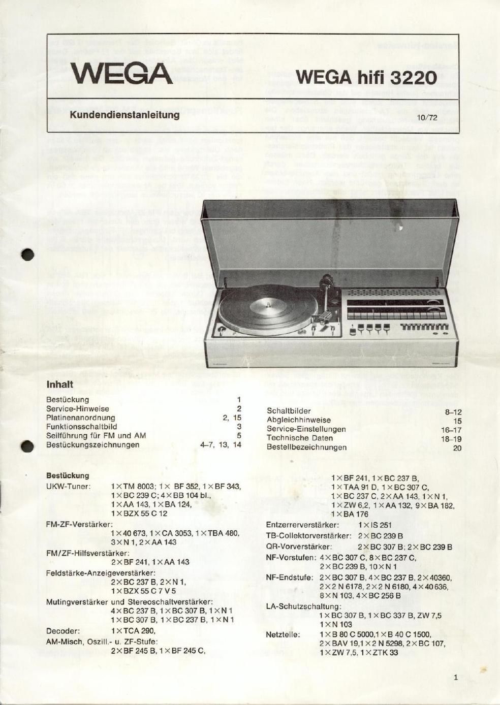 wega 3220 service manual