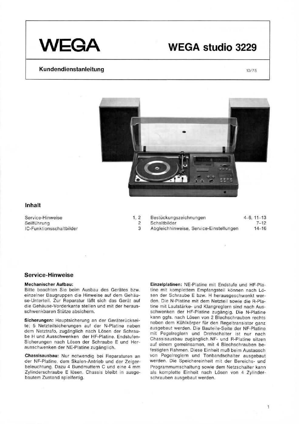 wega 3229 service manual