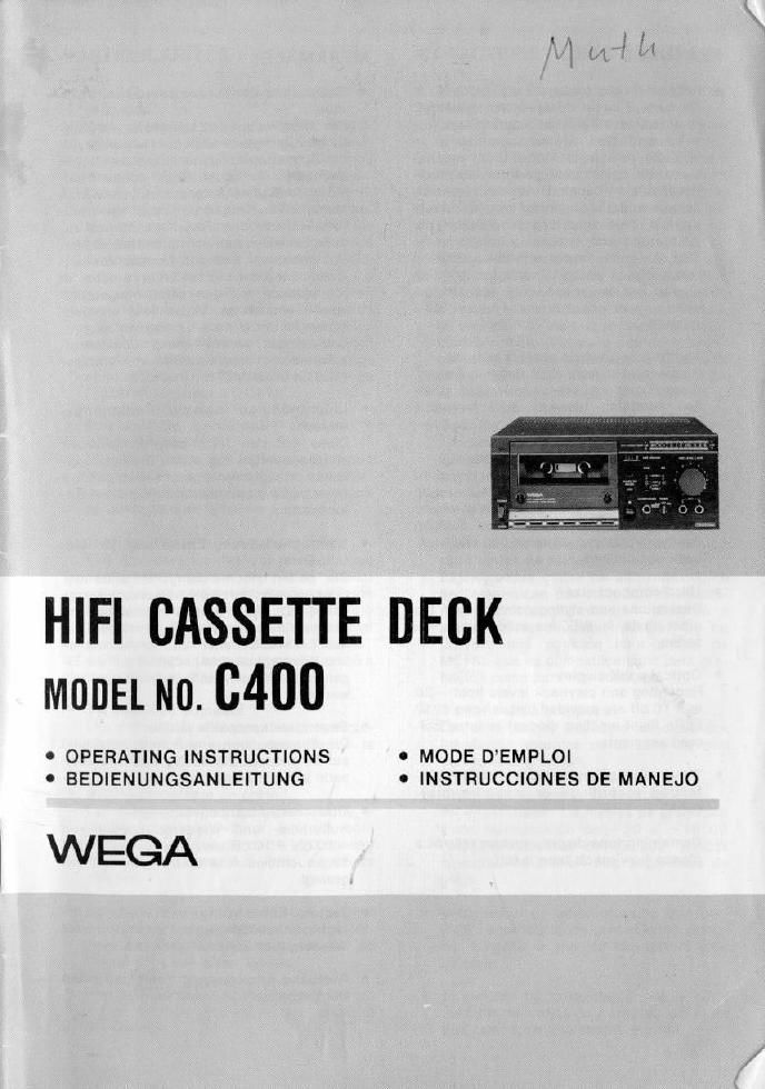 wega C400 owners manual