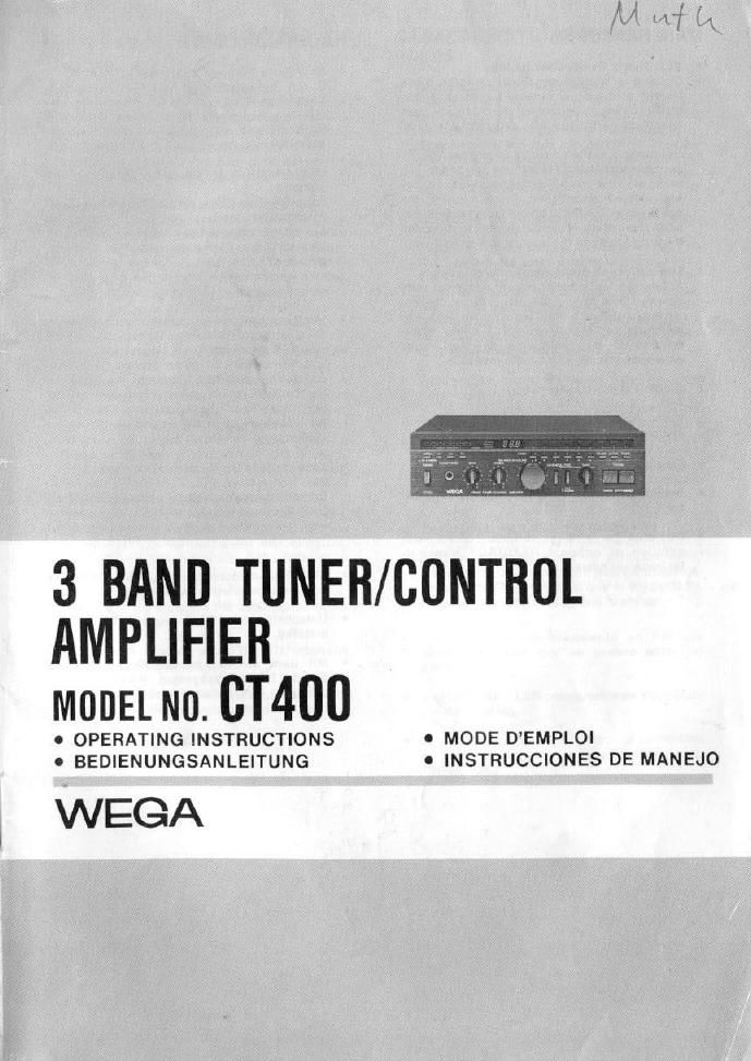 wega CT400 owners manual