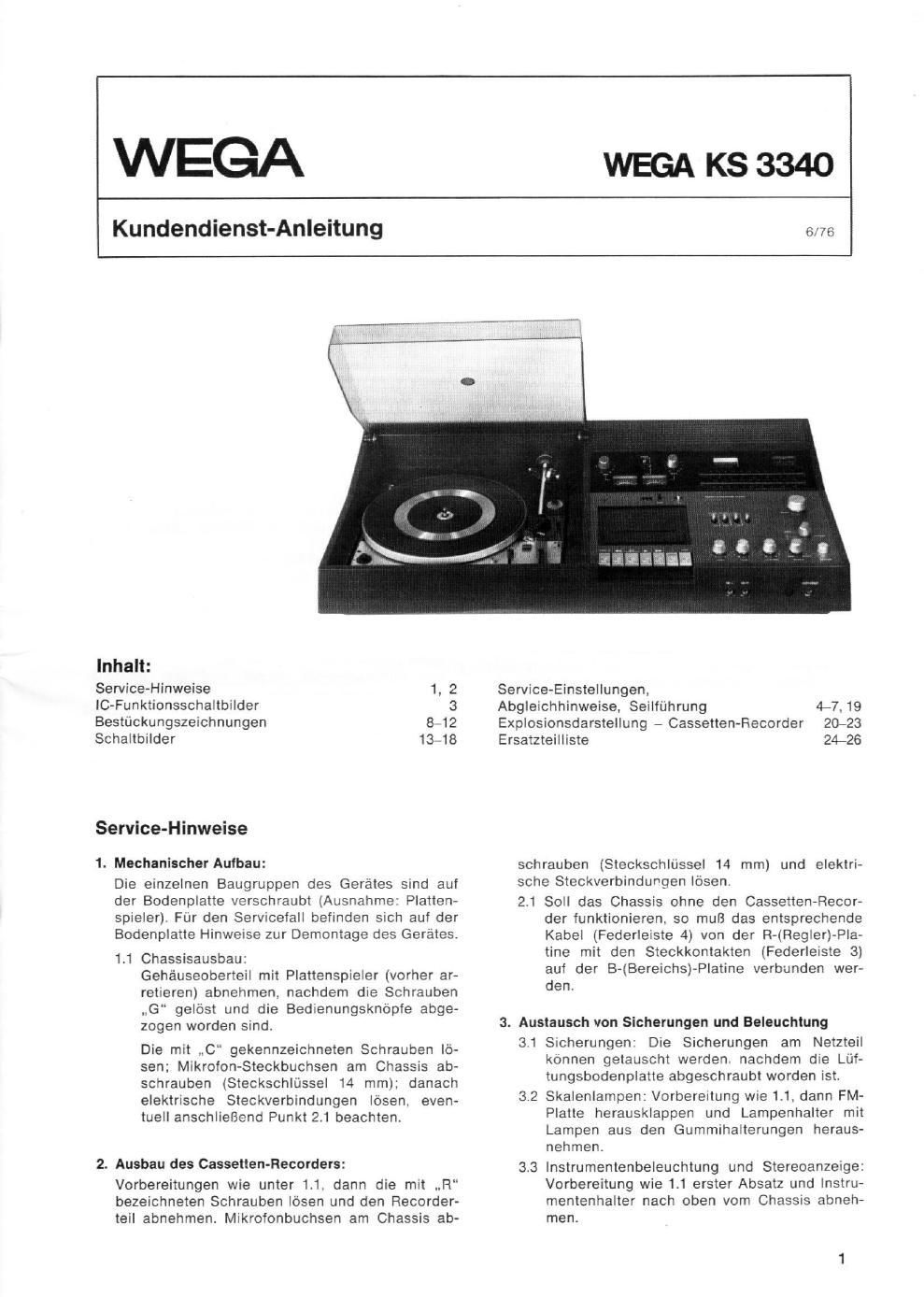 wega KS3340 service manual