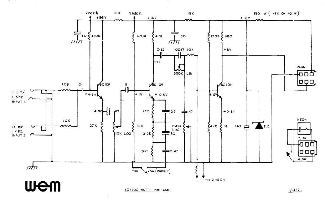 wem 100watt pre amplifier schematic