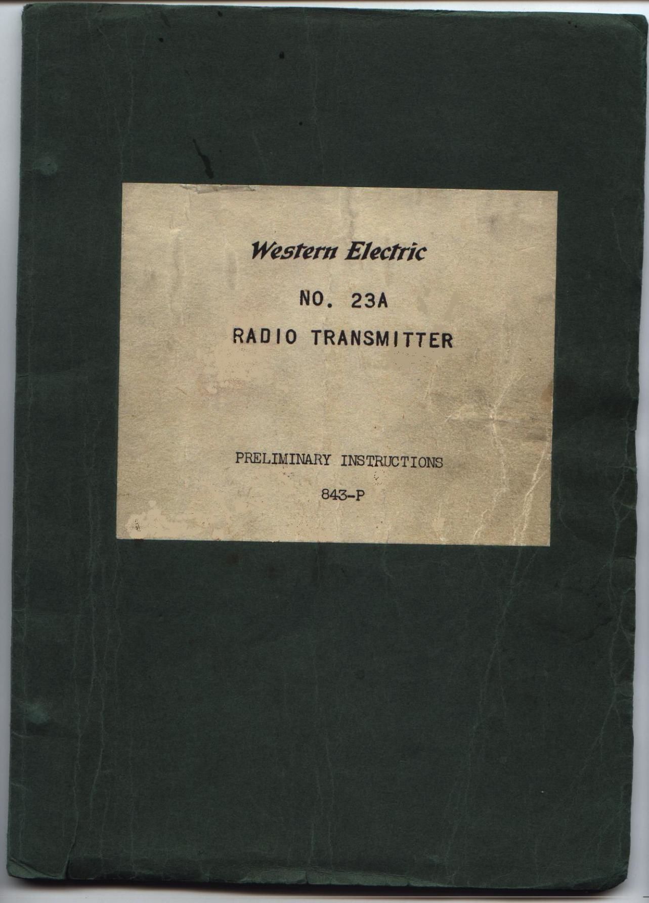 western electric 23 a owners manual