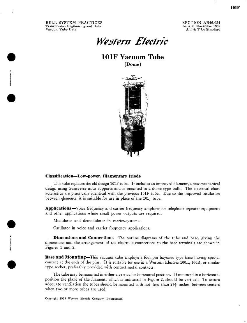 western electric 101 f brochure