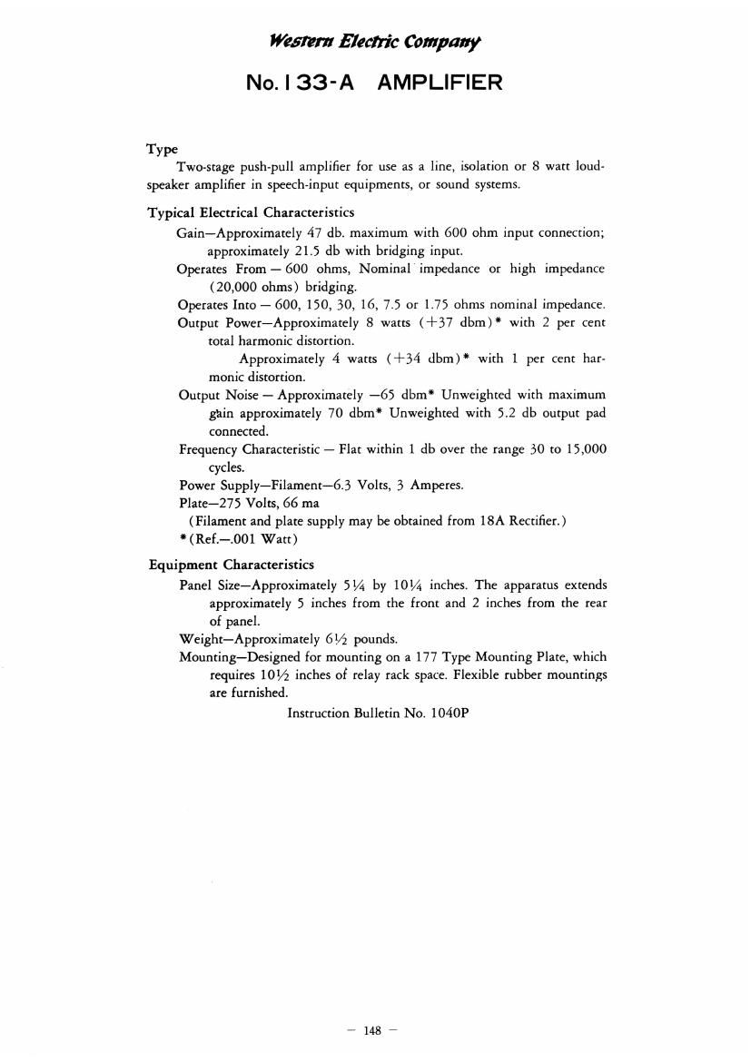 western electric 133 a schematic