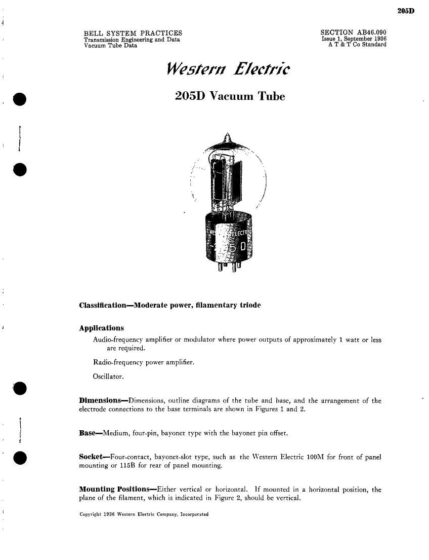 western electric 205 d brochure