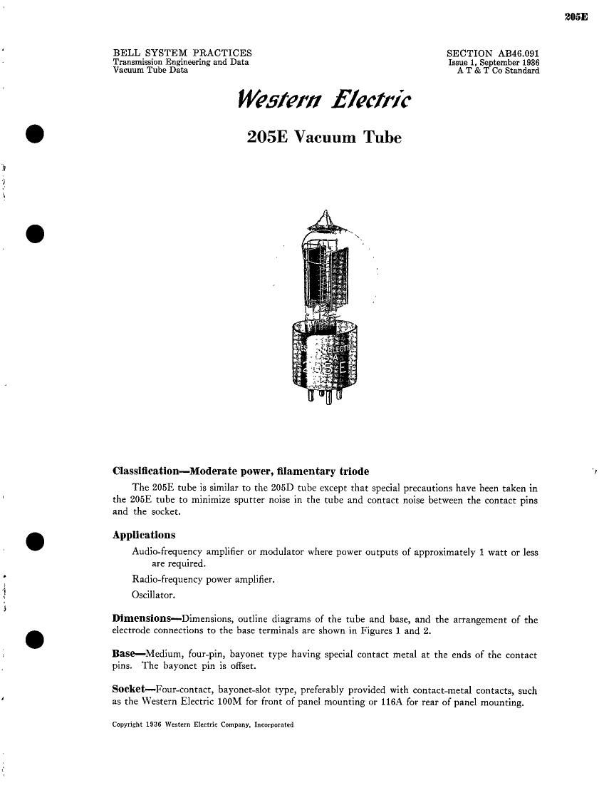 western electric 205 e brochure