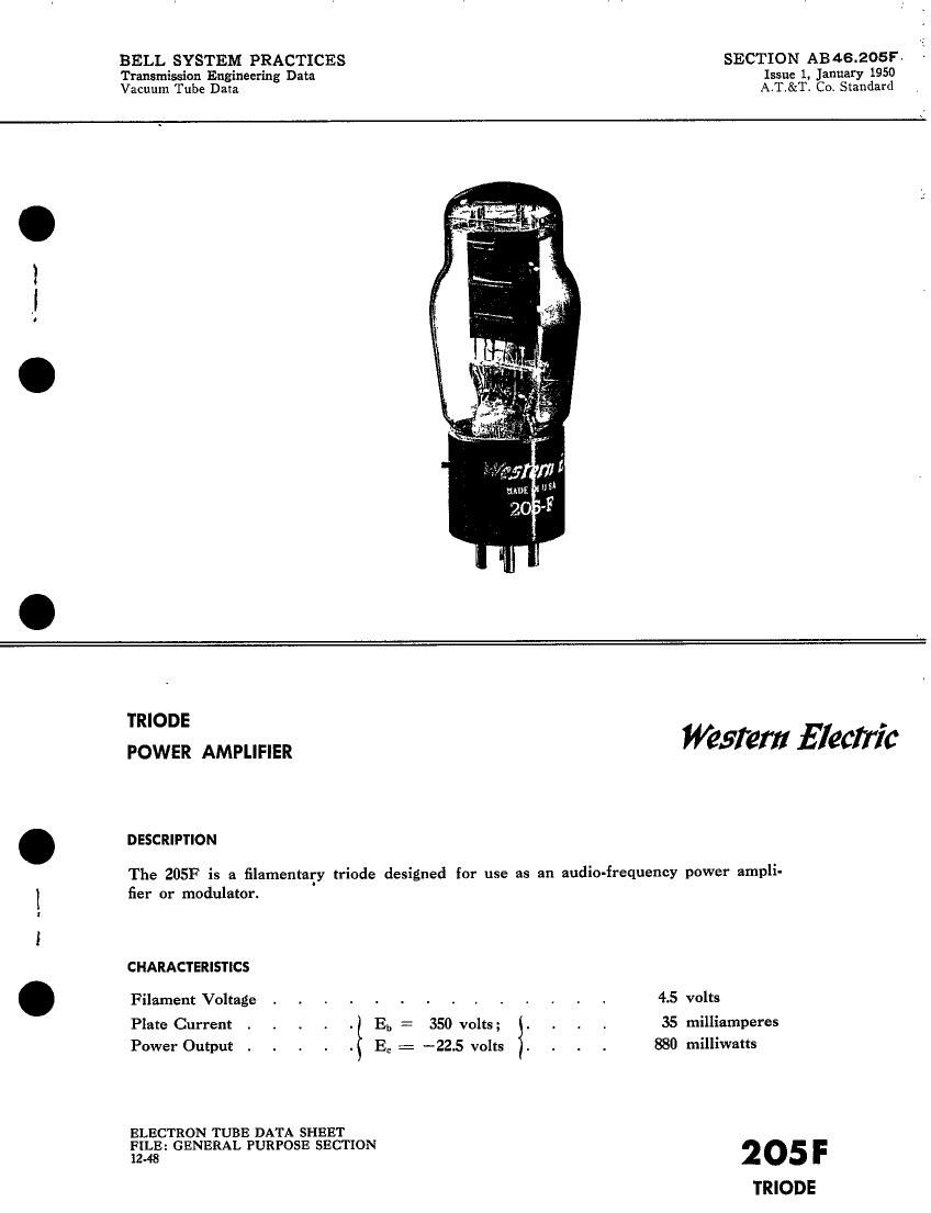 western electric 205 f brochure