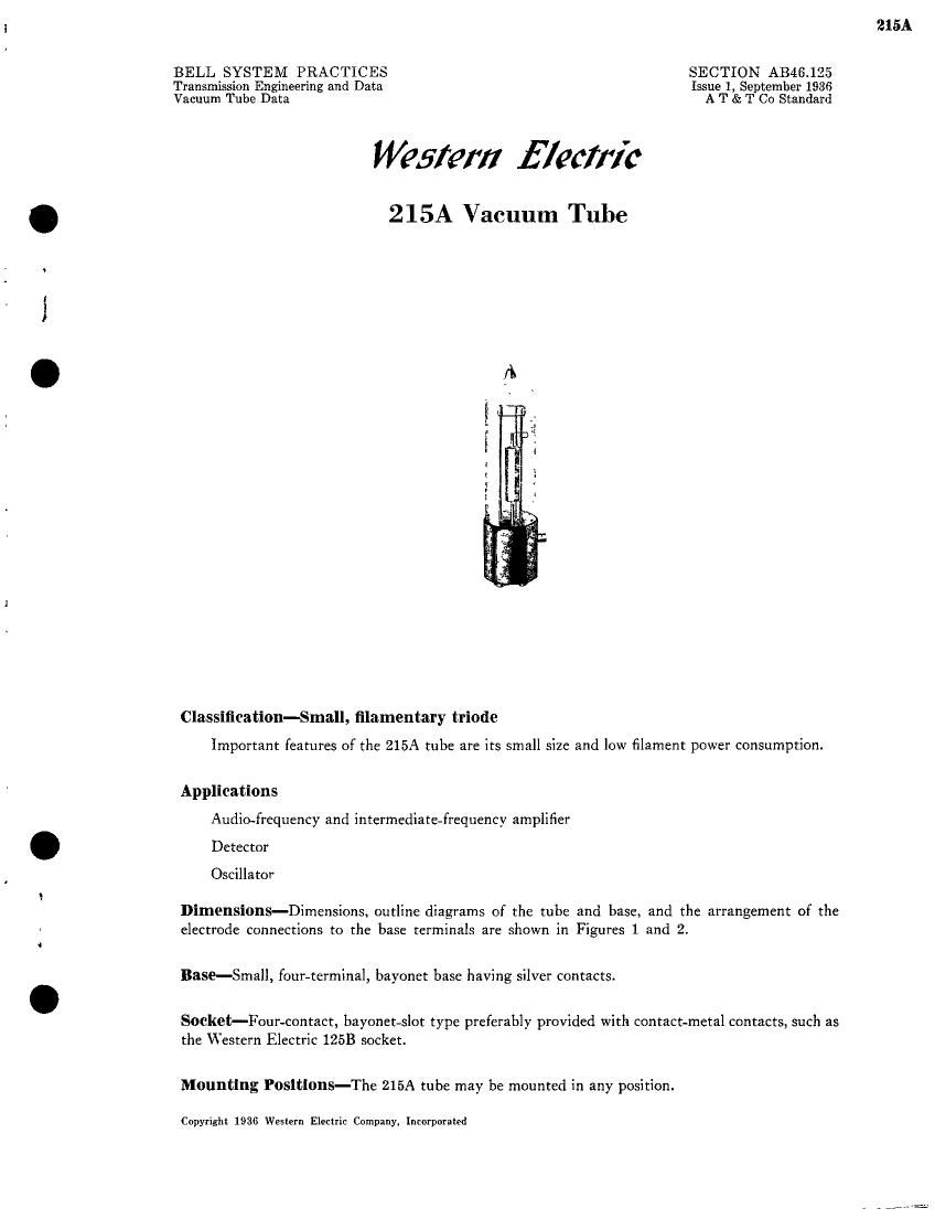 western electric 215 a brochure