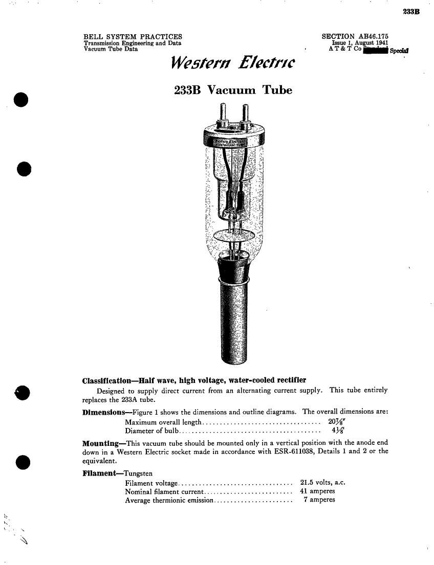 western electric 233 b brochure