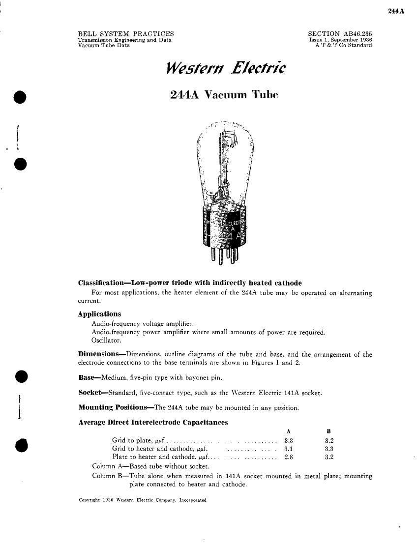 western electric 244 a brochure