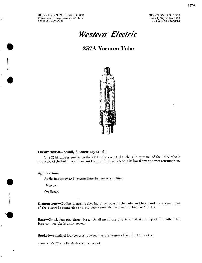 western electric 257 a brochure