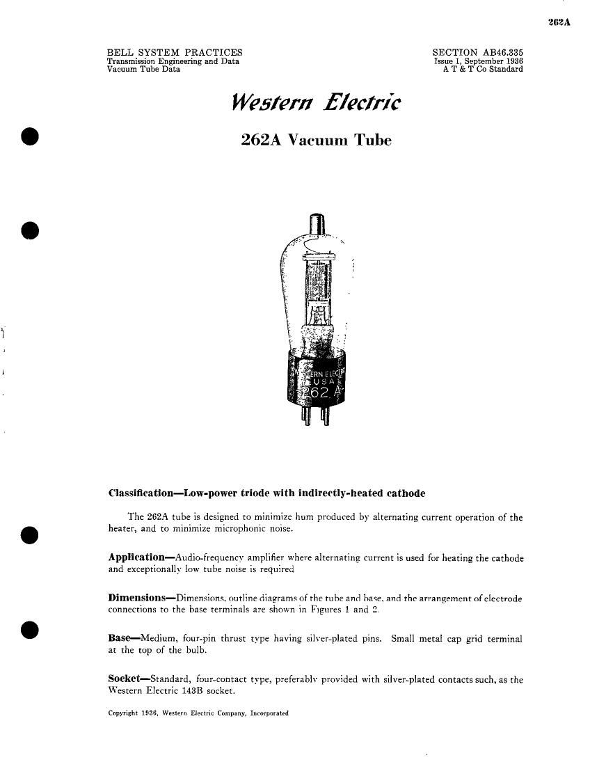 western electric 262 a brochure