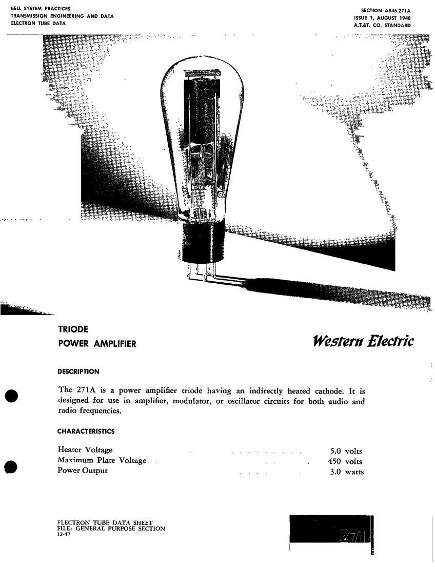 western electric 271 a brochure