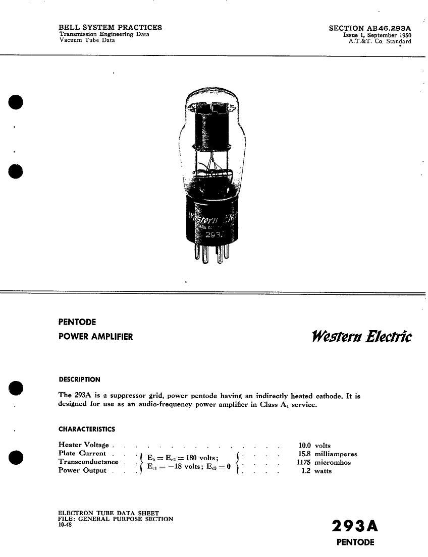 western electric 293 a brochure