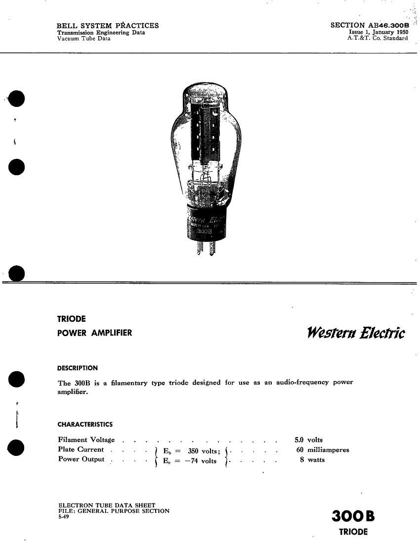 western electric 300 b brochure