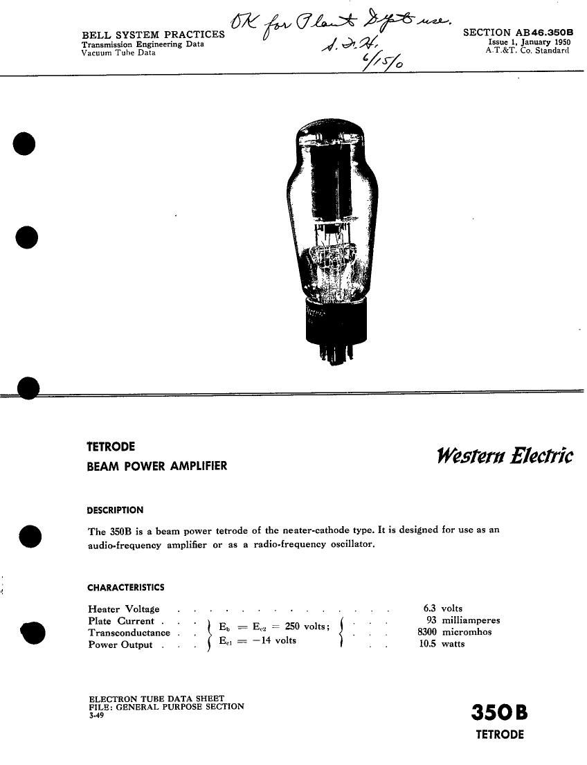 western electric 350 b brochure