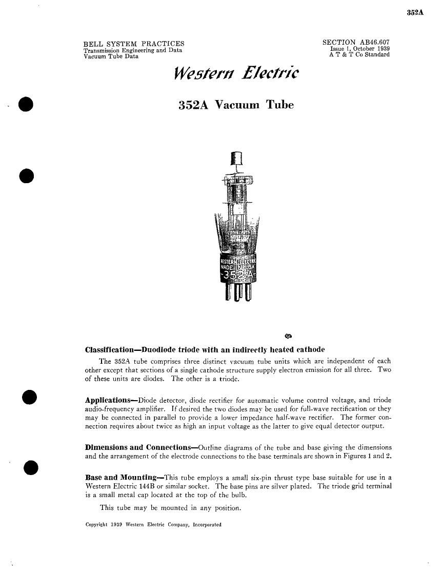 western electric 352 a brochure