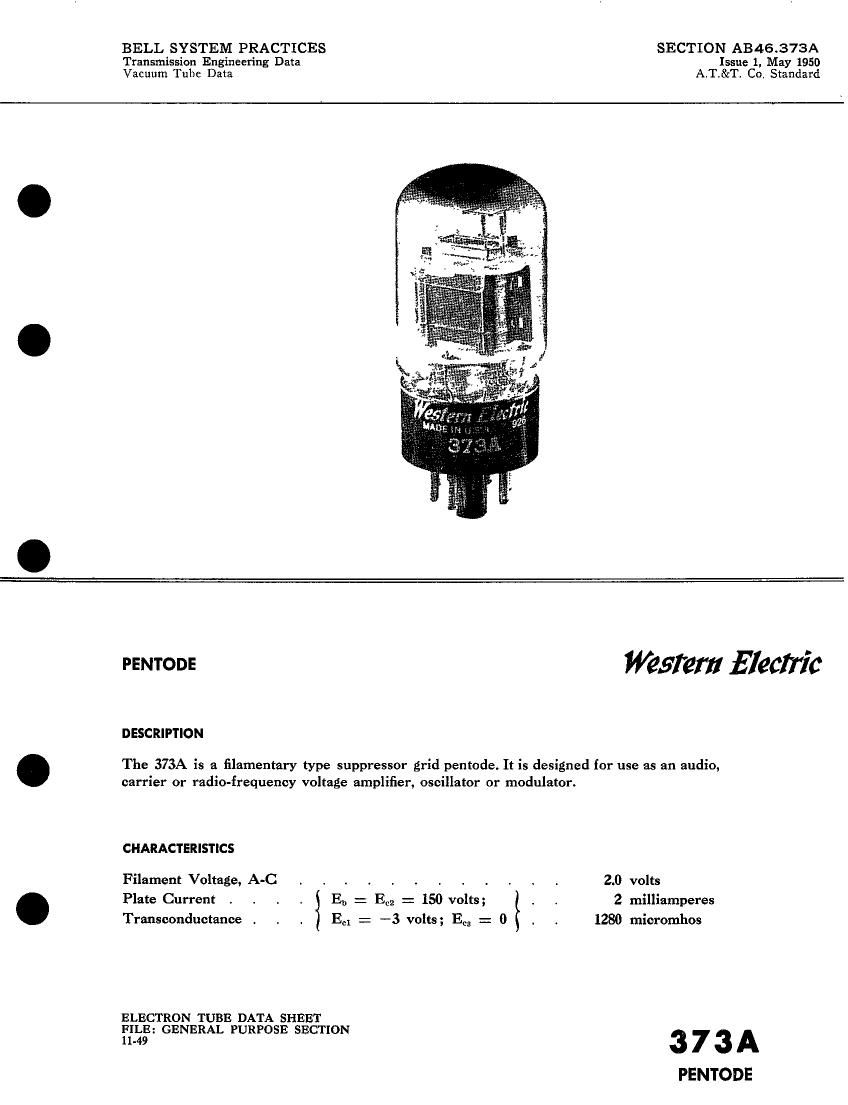 western electric 373 a brochure