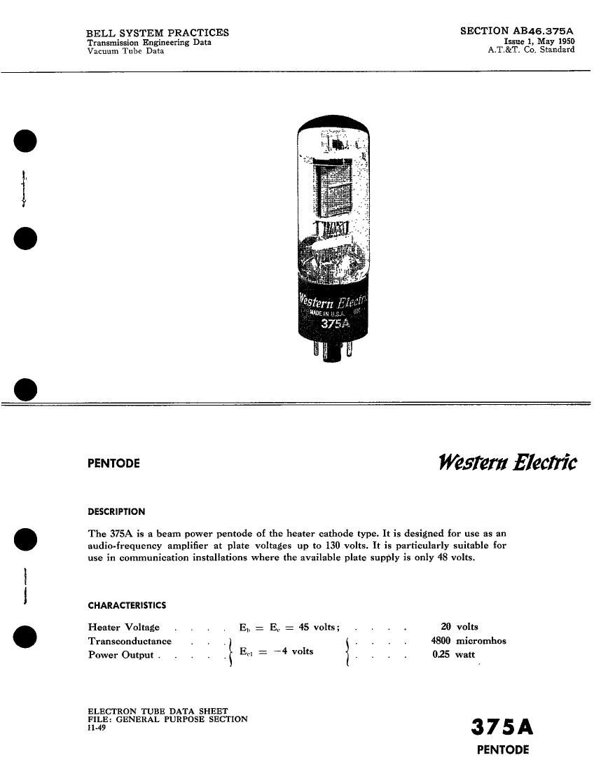 western electric 375 a brochure