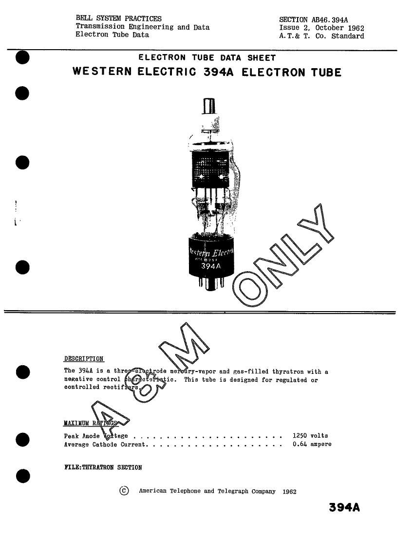 western electric 394 a brochure